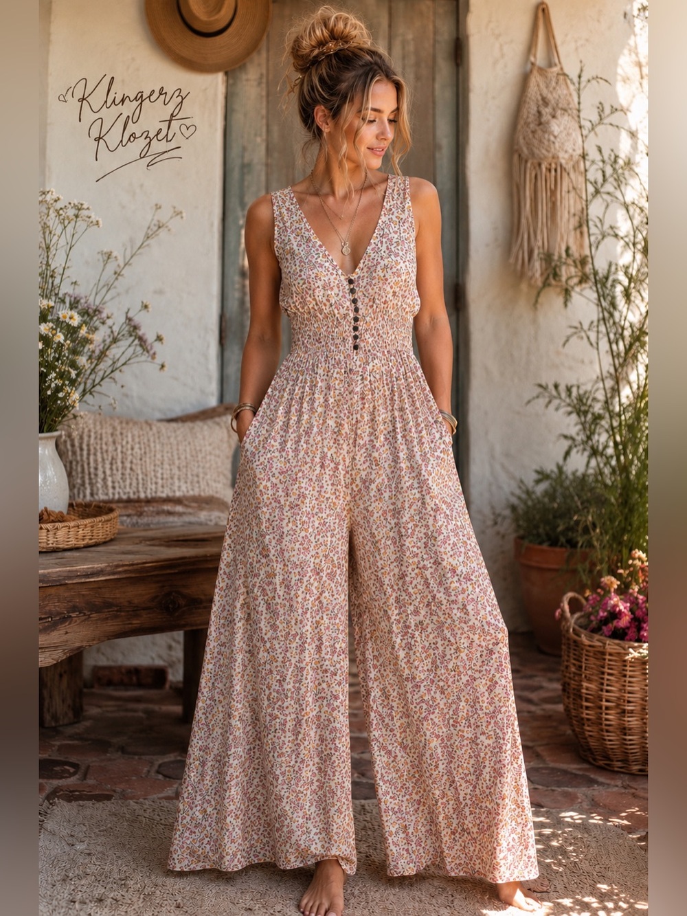 🌸 American Eagle Floral Wide Leg Jumpsuit | Size Small | Boho Cottagecore